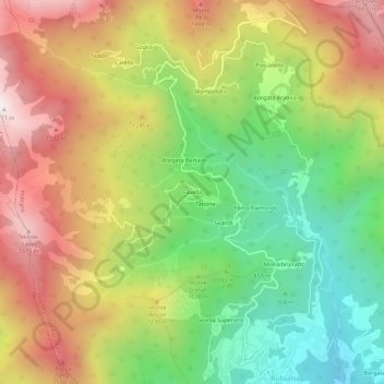Favella地形图、海拔、地势