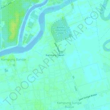 Kampung Sawah地形图、海拔、地势