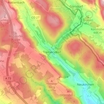Tremersdorf地形图、海拔、地势