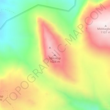 Spitskop地形图、海拔、地势
