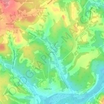 Pardee地形图、海拔、地势