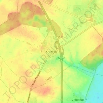 Kritzkow地形图、海拔、地势