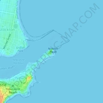 Nobbys Lighthouse地形图、海拔、地势