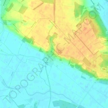 Groißenbrunn地形图、海拔、地势