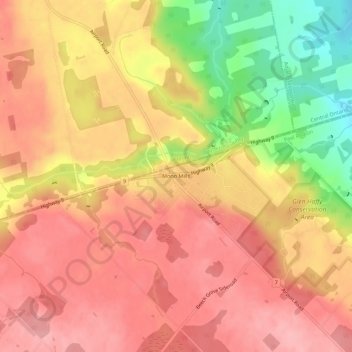 Mono Mills地形图、海拔、地势