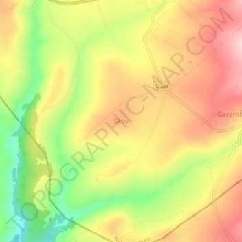 Skov地形图、海拔、地势