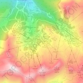 Plagne Villages地形图、海拔、地势