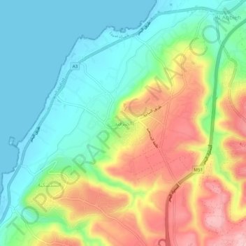 As Sarafand地形图、海拔、地势