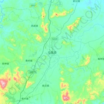 屯昌县地形图、海拔、地势