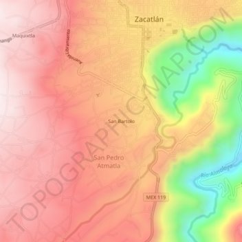San Bartolo地形图、海拔、地势