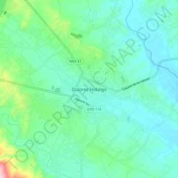 Dolores Hidalgo地形图、海拔、地势
