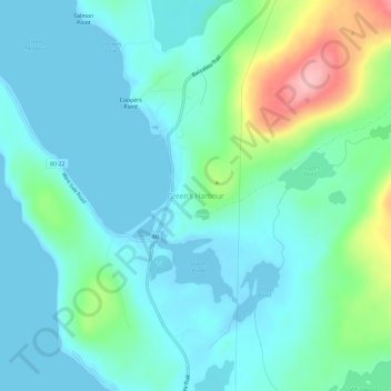 Green's Harbour地形图、海拔、地势