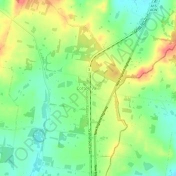 Cotton Vale地形图、海拔、地势