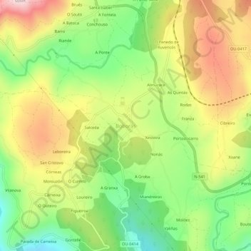 Boborás地形图、海拔、地势