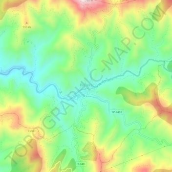 Porrera地形图、海拔、地势