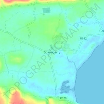 Shanagarry地形图、海拔、地势