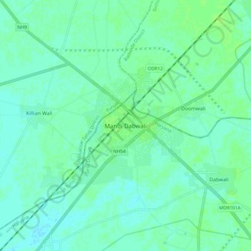 Mandi Dabwali地形图、海拔、地势