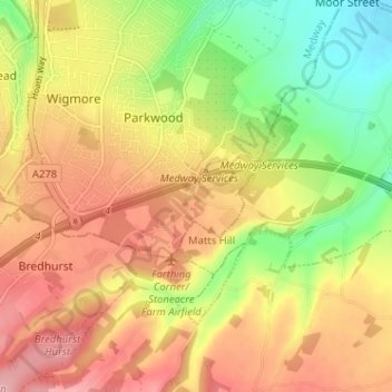 Farthing Corner地形图、海拔、地势