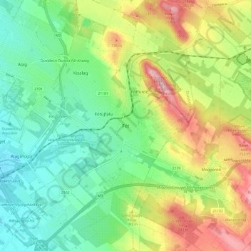 Fót地形图、海拔、地势