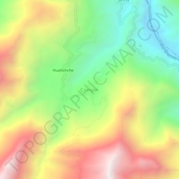 Compin地形图、海拔、地势