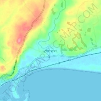 Abererch地形图、海拔、地势