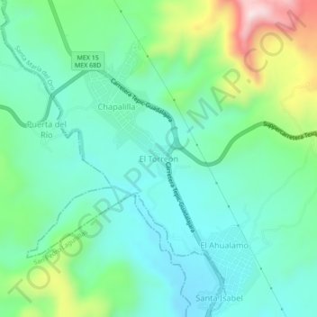 El Torreón地形图、海拔、地势