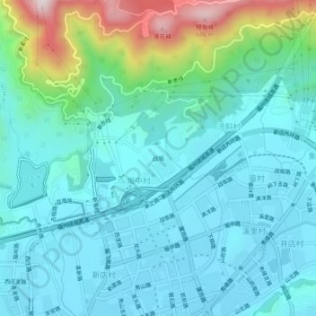 战坂地形图、海拔、地势
