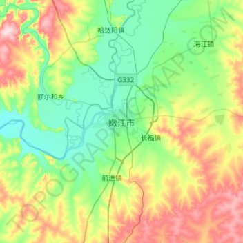嫩江市地形图、海拔、地势