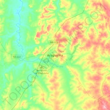 Araguaína地形图、海拔、地势