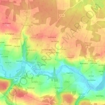 La Ville es Mouées地形图、海拔、地势