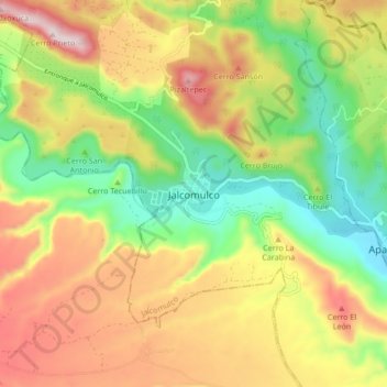 Jalcomulco地形图、海拔、地势