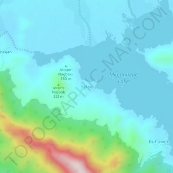 Aglao地形图、海拔、地势