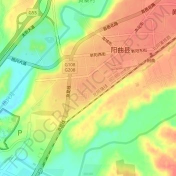 阳曲县第二中学校地形图、海拔、地势