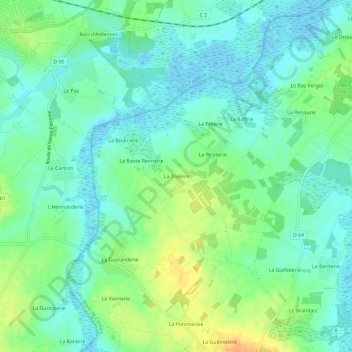 La Trulière地形图、海拔、地势