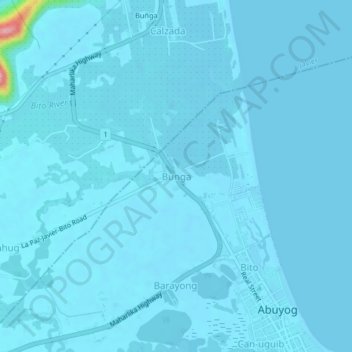 Bunga地形图、海拔、地势