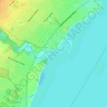 Bronte Harbour地形图、海拔、地势