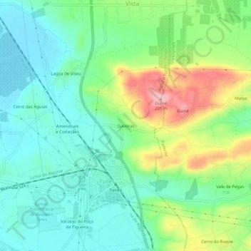 Gateiras地形图、海拔、地势