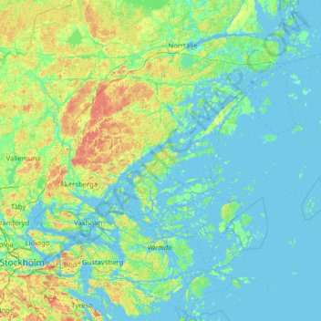 Ljusterö地形图、海拔、地势