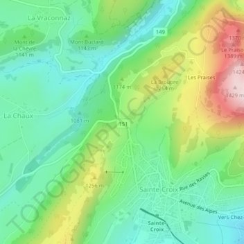 Col des Etroits地形图、海拔、地势