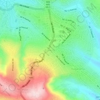Kicukiro地形图、海拔、地势