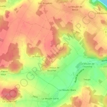 Pierre Longue du Bouchet地形图、海拔、地势