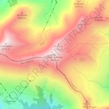 Höch Gumme地形图、海拔、地势