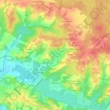 Barbotan-les-Thermes地形图、海拔、地势
