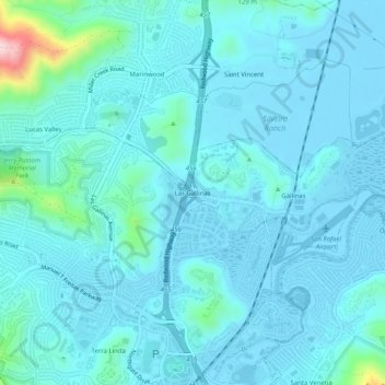 Las Gallinas地形图、海拔、地势