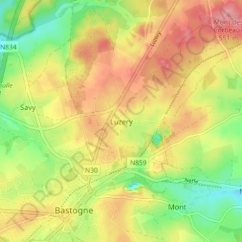 Luzery地形图、海拔、地势
