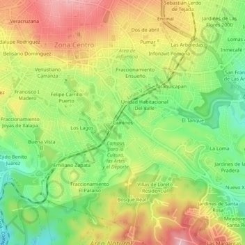 Caminos地形图、海拔、地势