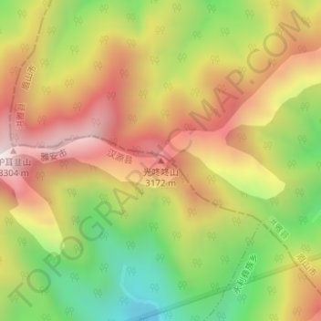 光咚咚山地形图、海拔、地势