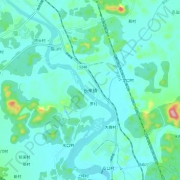 长来镇地形图、海拔、地势