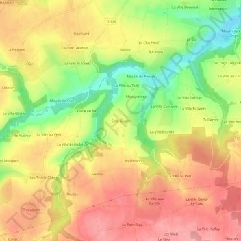 Coët Bugat地形图、海拔、地势