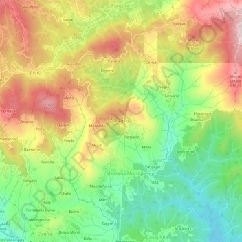 Ubertino地形图、海拔、地势